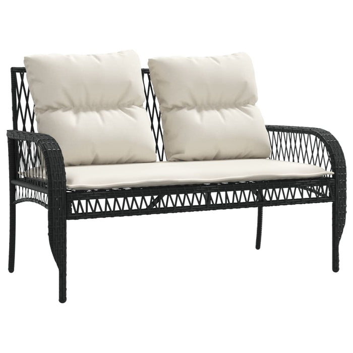 Set mobilier de grădină cu perne, 4 piese, negru, poliratan - WALTI WALTI
