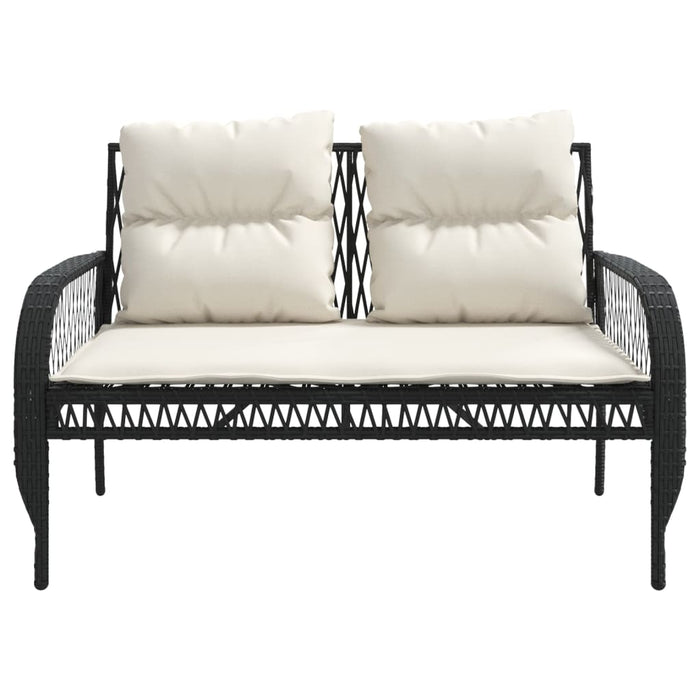 Set mobilier de grădină cu perne, 4 piese, negru, poliratan - WALTI WALTI