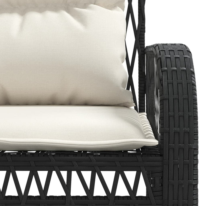 Set mobilier de grădină cu perne, 4 piese, negru, poliratan - WALTI WALTI