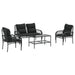 Set mobilier de grădină cu perne, 4 piese, negru, poliratan - WALTI WALTI