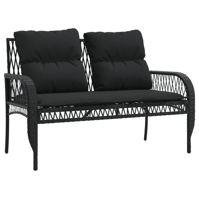 Set mobilier de grădină cu perne, 4 piese, negru, poliratan - WALTI WALTI