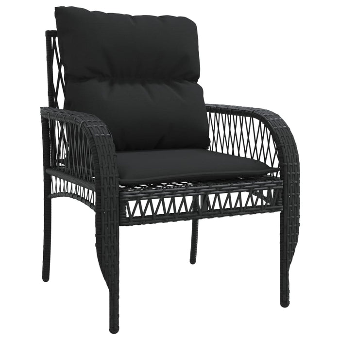 Set mobilier de grădină cu perne, 4 piese, negru, poliratan - WALTI WALTI