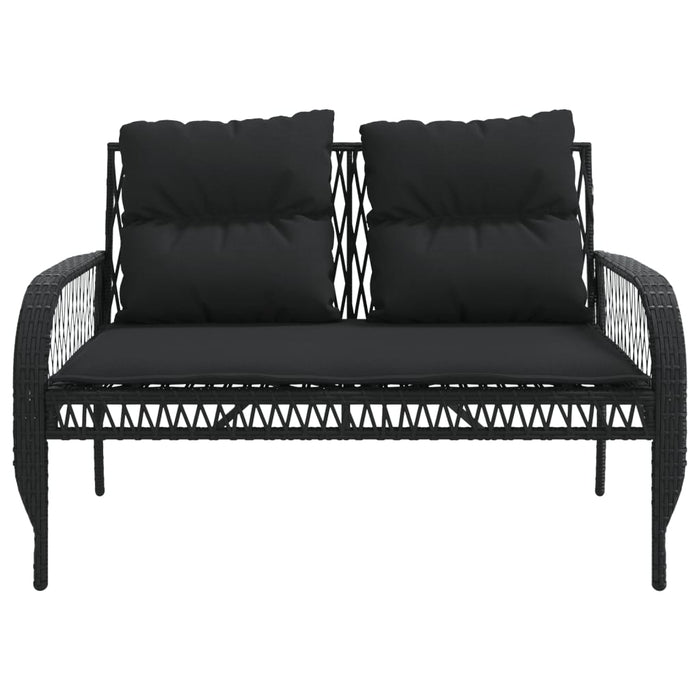 Set mobilier de grădină cu perne, 4 piese, negru, poliratan - WALTI WALTI