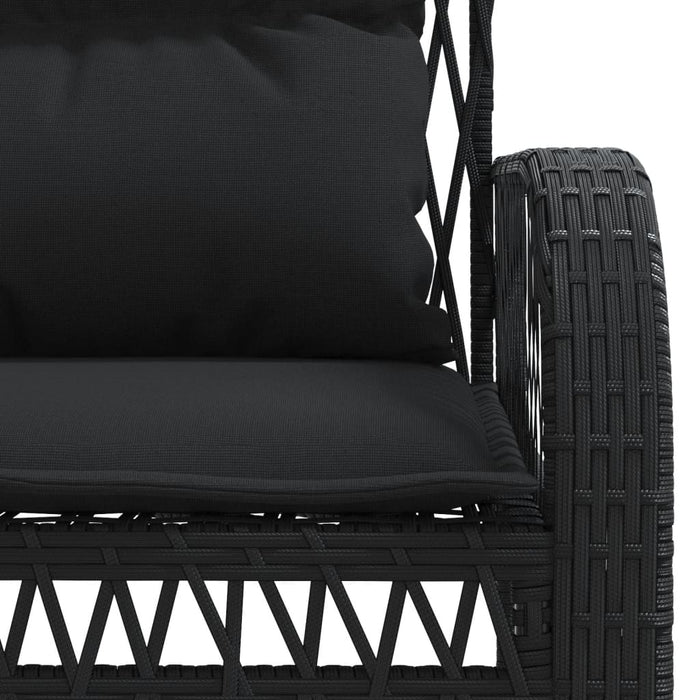 Set mobilier de grădină cu perne, 4 piese, negru, poliratan - WALTI WALTI
