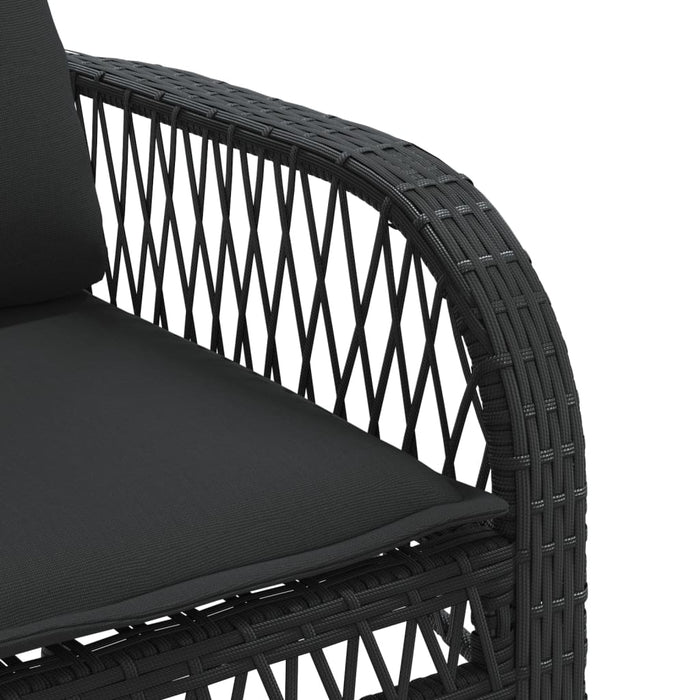 Set mobilier de grădină cu perne, 4 piese, negru, poliratan - WALTI WALTI