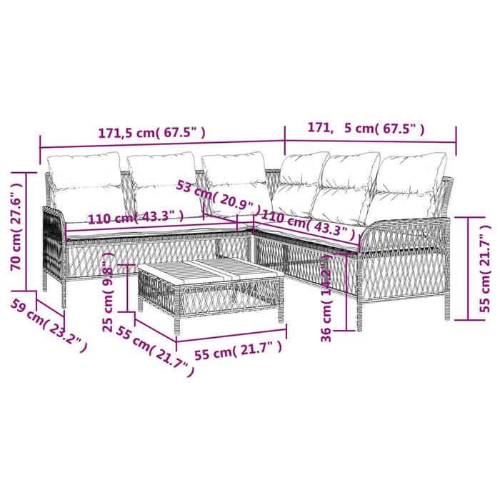 Set canapele de grădină cu perne, 2 piese, negru, poliratan - WALTI WALTI