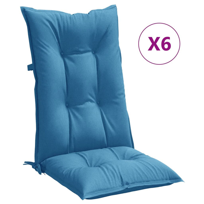 Perne scaun spătar înalt 6buc melanj albastru 120x50x7cm textil WALTI