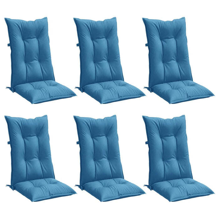 Perne scaun spătar înalt 6buc melanj albastru 120x50x7cm textil WALTI