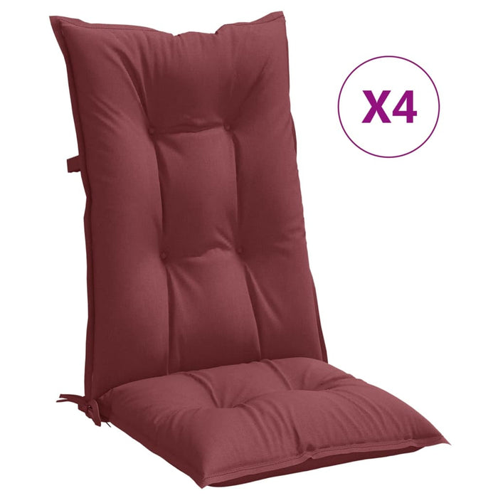 Perne scaun cu spătar înalt, 4 buc. roșu vin 120x50x7 cm textil WALTI