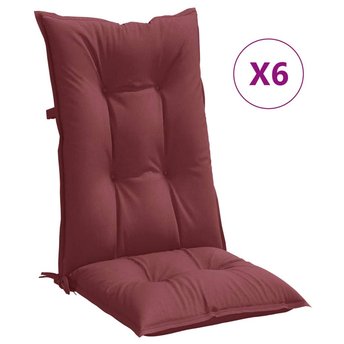 Perne scaun cu spătar înalt, 6 buc. roșu vin 120x50x7 cm textil WALTI