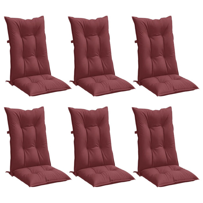 Perne scaun cu spătar înalt, 6 buc. roșu vin 120x50x7 cm textil WALTI
