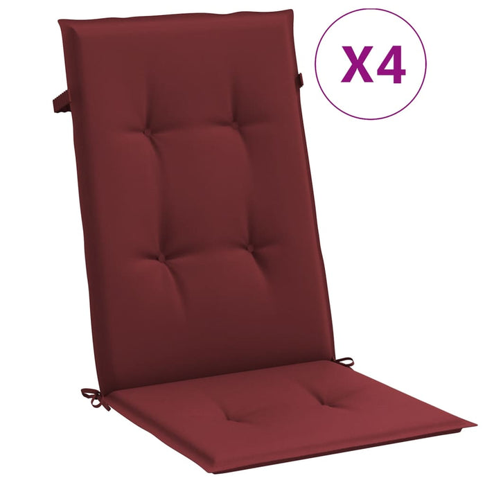 Perne scaun cu spătar înalt, 4 buc. roșu vin 120x50x4 cm textil WALTI