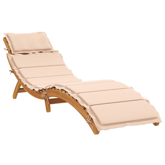 | Șezlong | cu pernă bej 55 x 184 x 64cm Lemn Solid de Acacia WALTI
