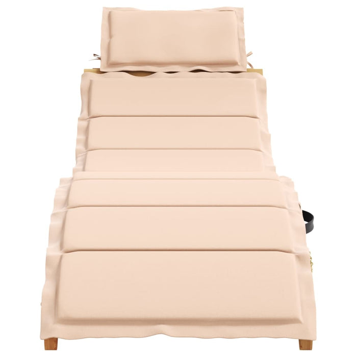 | Șezlong | cu pernă bej 55 x 184 x 64cm Lemn Solid de Acacia WALTI