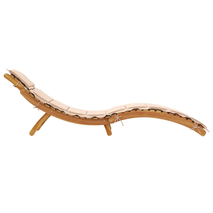 | Șezlong | cu pernă bej 55 x 184 x 64cm Lemn Solid de Acacia WALTI
