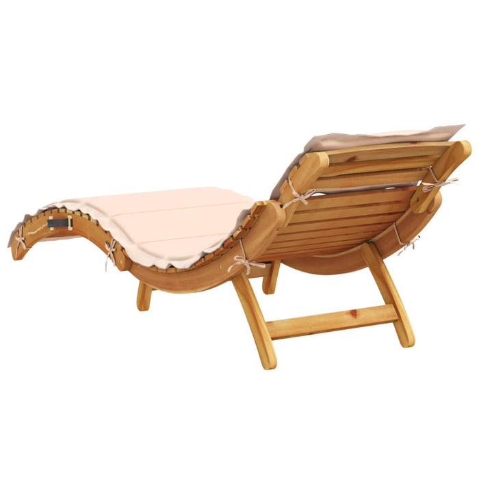 | Șezlong | cu pernă bej 55 x 184 x 64cm Lemn Solid de Acacia WALTI