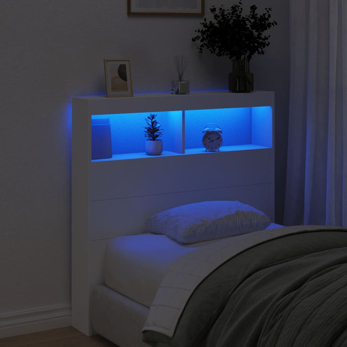 Tăblie cu dulap și LED, alb, 100x17x102 cm - WALTI WALTI