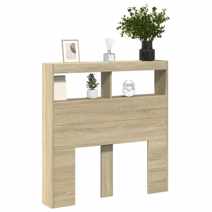 Tăblie de pat cu dulap și LED, stejar sonoma, 100x17x102 cm - WALTI WALTI