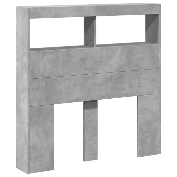 Tăblie de pat cu dulap și LED, gri beton, 100x17x102 cm - WALTI WALTI
