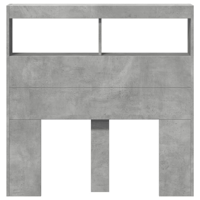 Tăblie de pat cu dulap și LED, gri beton, 100x17x102 cm - WALTI WALTI