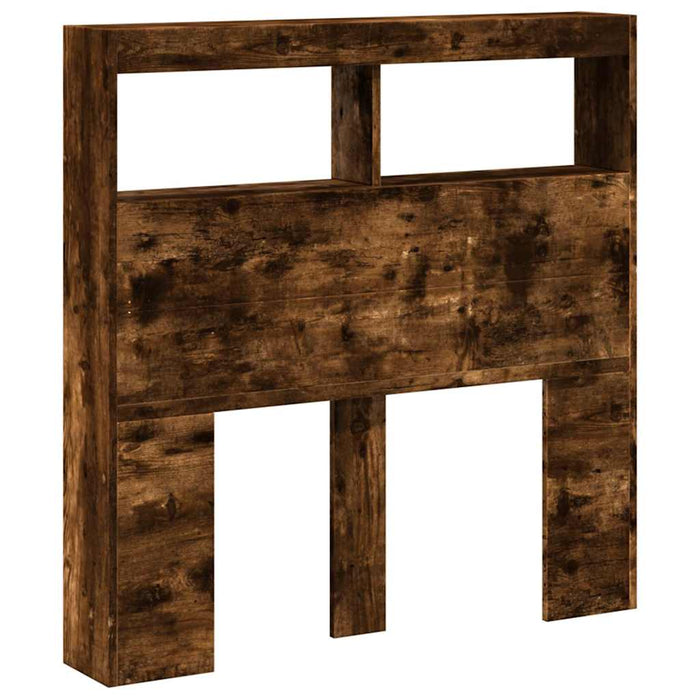 Tăblie de pat cu dulap și LED, stejar fumuriu, 100x17x102 cm - WALTI WALTI
