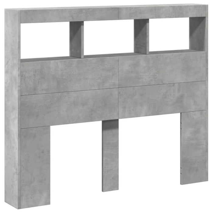 Tăblie de pat cu dulap și LED, gri beton, 120x17x102 cm - WALTI WALTI