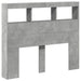 Tăblie de pat cu dulap și LED, gri beton, 120x17x102 cm - WALTI WALTI