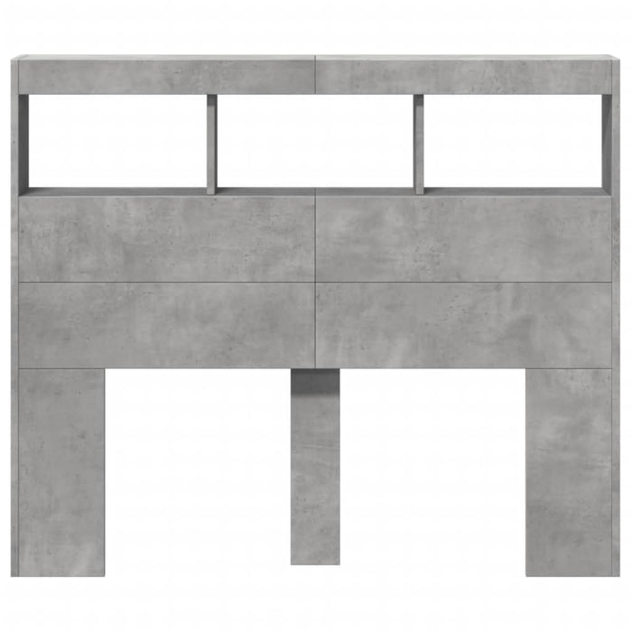 Tăblie de pat cu dulap și LED, gri beton, 120x17x102 cm - WALTI WALTI