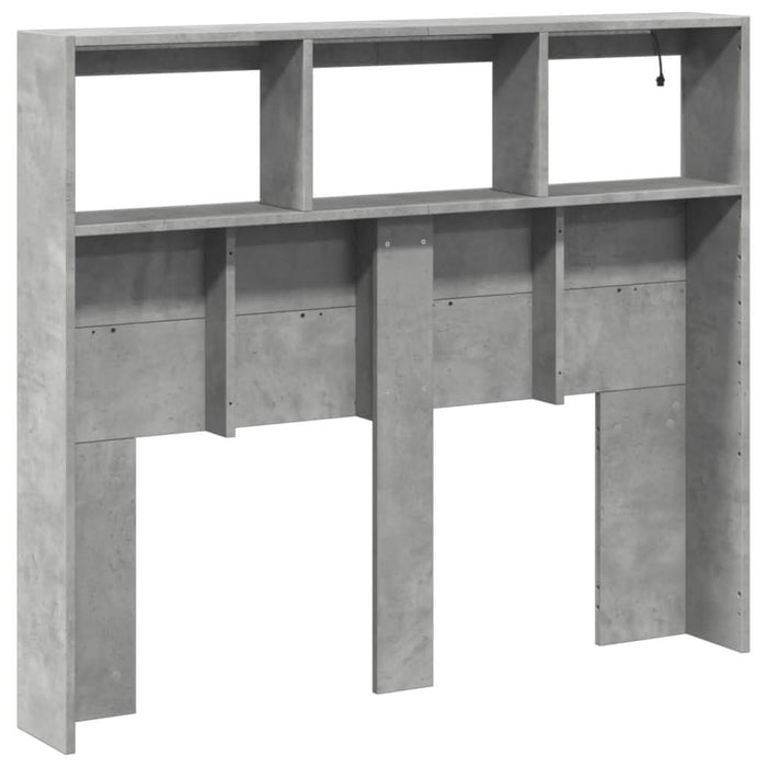 Tăblie de pat cu dulap și LED, gri beton, 120x17x102 cm - WALTI WALTI