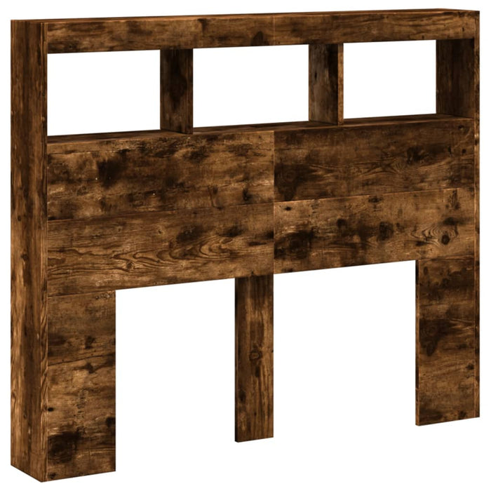 Tăblie de pat cu dulap și LED, stejar fumuriu, 120x17x102 cm - WALTI WALTI