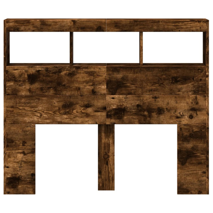 Tăblie de pat cu dulap și LED, stejar fumuriu, 120x17x102 cm - WALTI WALTI