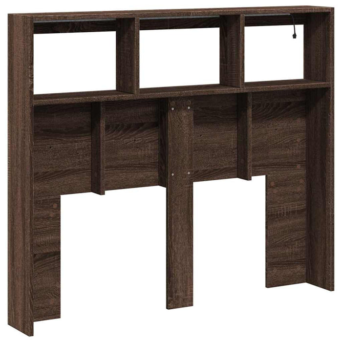 Tăblie de pat cu dulap și LED, stejar maro, 120x17x102 cm - WALTI WALTI