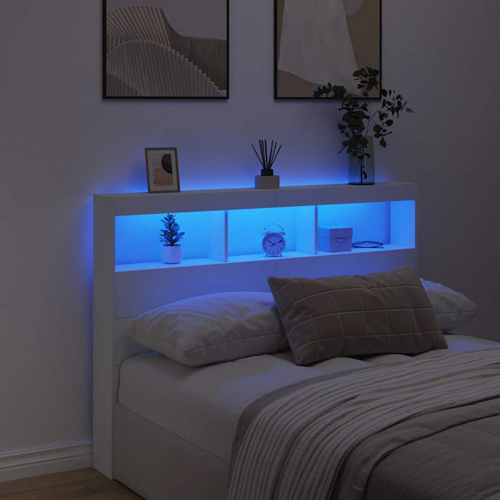 Tăblie cu dulap și LED, alb, 140x17x102 cm - WALTI WALTI