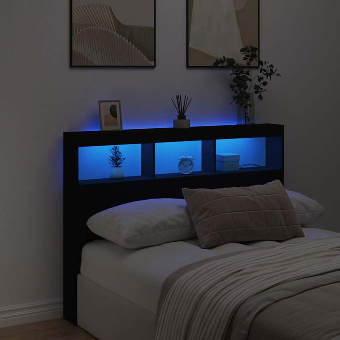 Tăblie cu dulap și LED, negru, 140x17x102 cm - WALTI WALTI