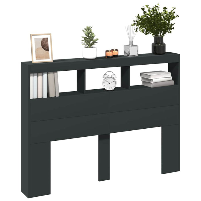 Tăblie cu dulap și LED, negru, 140x17x102 cm - WALTI WALTI