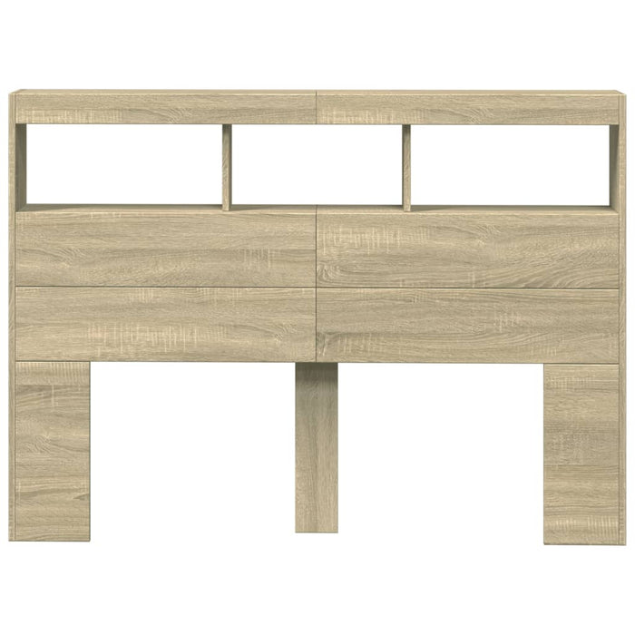 Tăblie de pat cu dulap și LED, stejar sonoma, 140x17x102 cm - WALTI WALTI