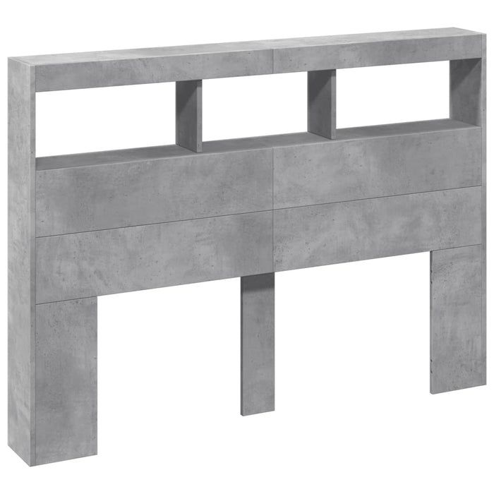 Tăblie de pat cu dulap și LED, gri beton, 140x17x102 cm - WALTI WALTI