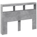 Tăblie de pat cu dulap și LED, gri beton, 140x17x102 cm - WALTI WALTI