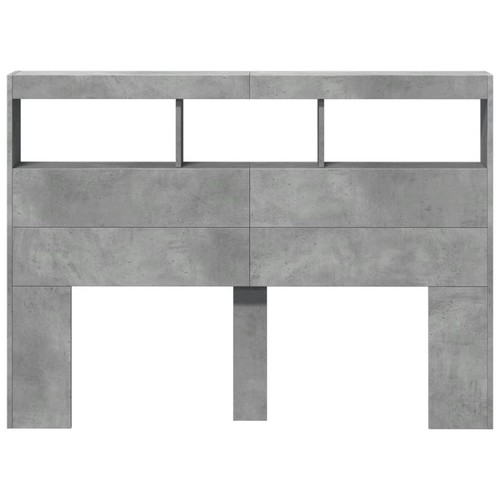 Tăblie de pat cu dulap și LED, gri beton, 140x17x102 cm - WALTI WALTI