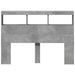 Tăblie de pat cu dulap și LED, gri beton, 140x17x102 cm - WALTI WALTI