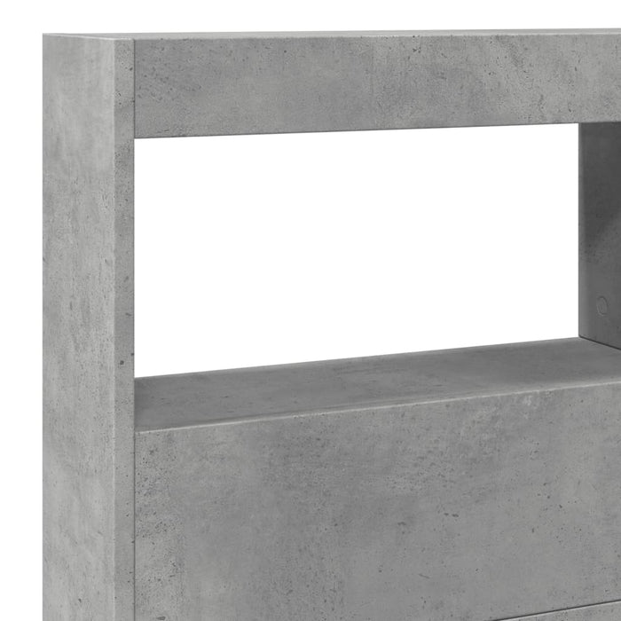 Tăblie de pat cu dulap și LED, gri beton, 140x17x102 cm - WALTI WALTI