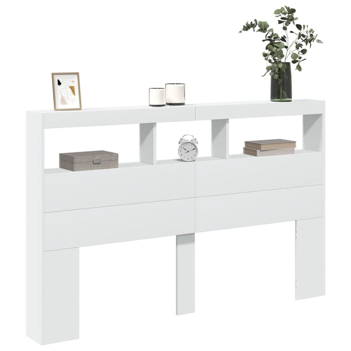 Tăblie cu dulap și LED, alb, 160x17x102 cm - WALTI WALTI