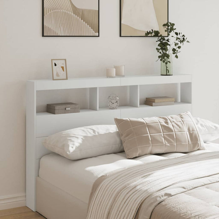 Tăblie cu dulap și LED, alb, 160x17x102 cm - WALTI WALTI