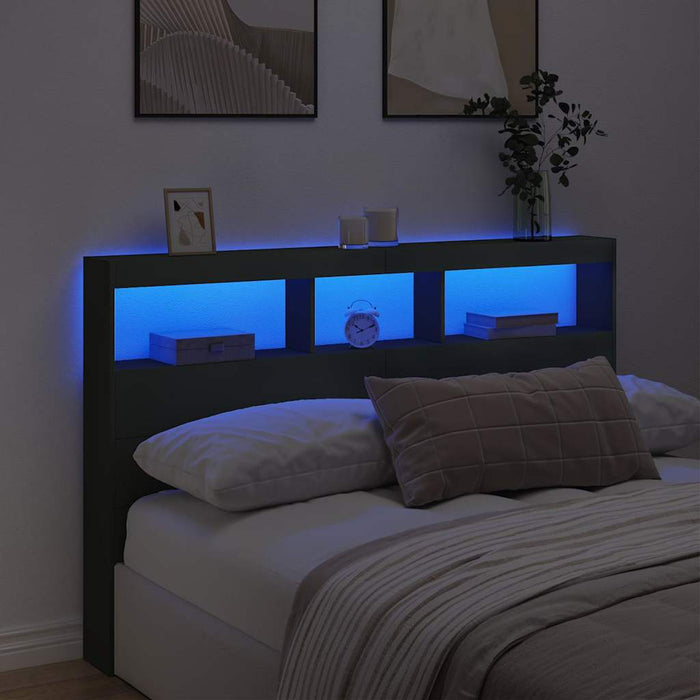 Tăblie cu dulap și LED, negru, 160x17x102 cm - WALTI WALTI