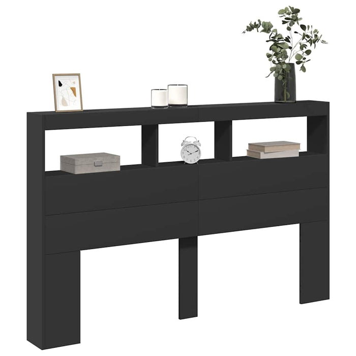 Tăblie cu dulap și LED, negru, 160x17x102 cm - WALTI WALTI