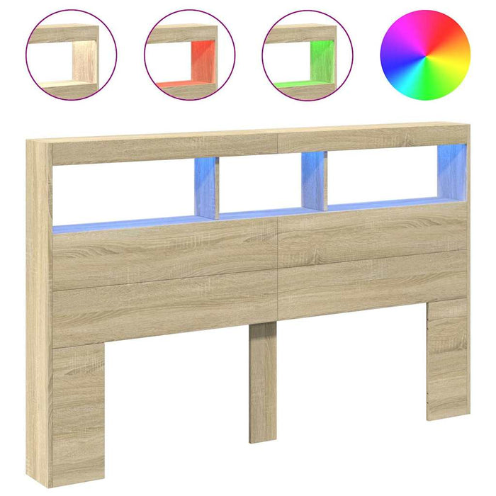 Tăblie de pat cu dulap și LED, stejar sonoma, 160x17x102 cm - WALTI WALTI