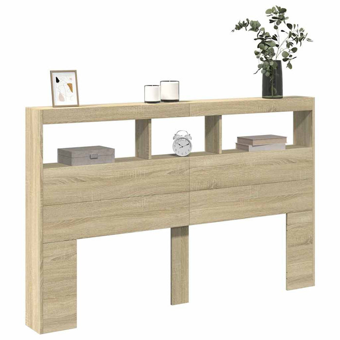 Tăblie de pat cu dulap și LED, stejar sonoma, 160x17x102 cm - WALTI WALTI