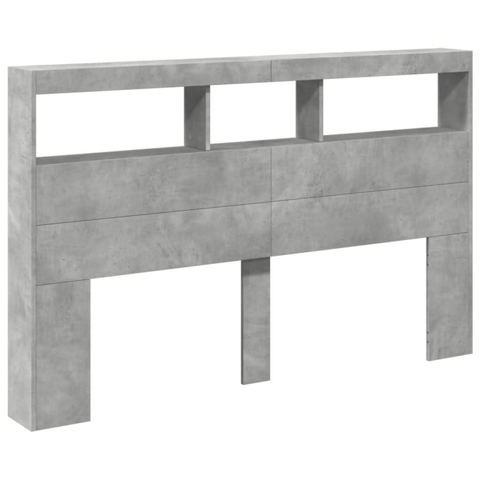 Tăblie de pat cu dulap și LED, gri beton, 160x17x102 cm - WALTI WALTI