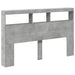 Tăblie de pat cu dulap și LED, gri beton, 160x17x102 cm - WALTI WALTI