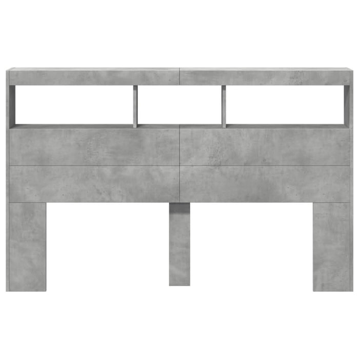 Tăblie de pat cu dulap și LED, gri beton, 160x17x102 cm - WALTI WALTI